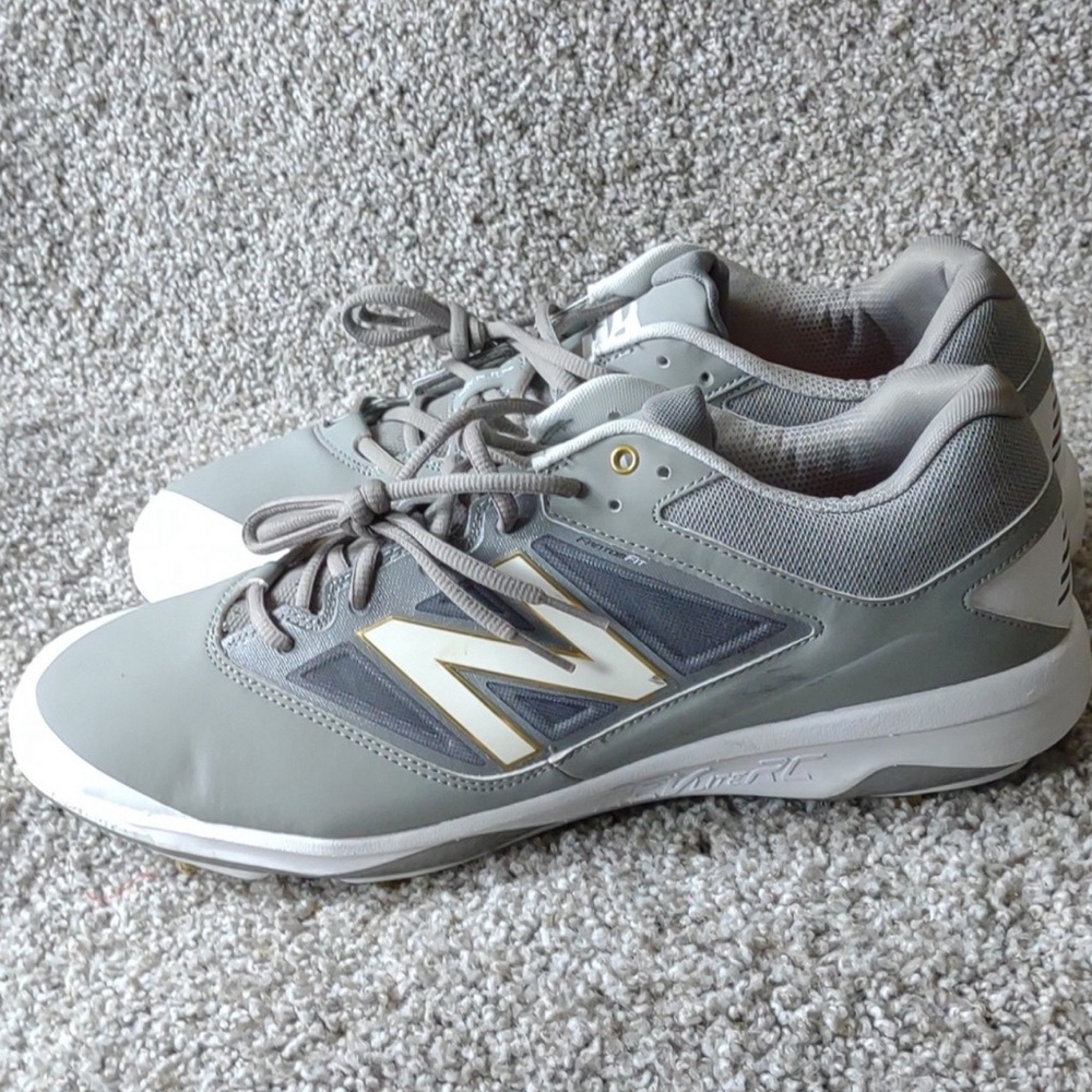 New Balance Gray/White Baseball Metal Cleat L4040GW3 Mens 16 EUC - Picture 3 of 6